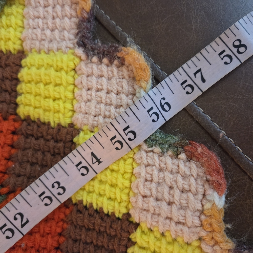 Colorful Hand Crocheted Diamond Pattern Blanket Throw Afghan  35x56 - Picture 6 of 6